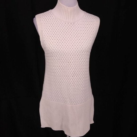 White House Black Market Sweaters - WHBM Small Sweater Ivory Tunic Sleeveless Mock Nck